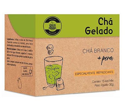 QLY Ervas Chá Branco Gelado com Pera Caixa 15 Sachês