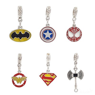 Berloque Charm Pingente Heróis Ródio