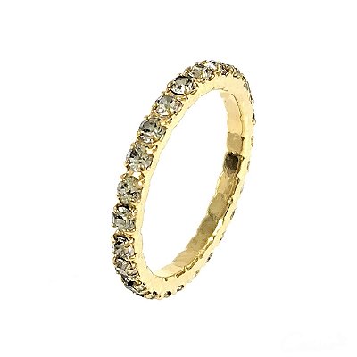 Anel Aparador Strass Banhado a Ouro