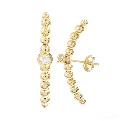 Brinco Curvado Bolinhas Zircônia