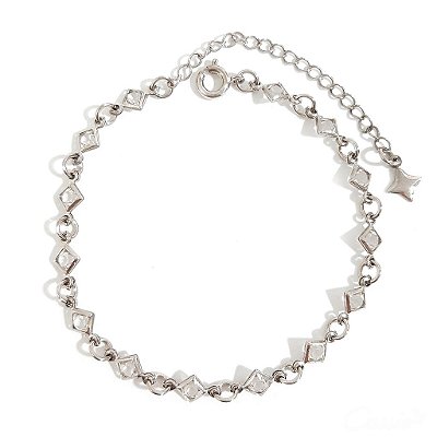 Pulseira Quadradinhos Ródio Zircônias
