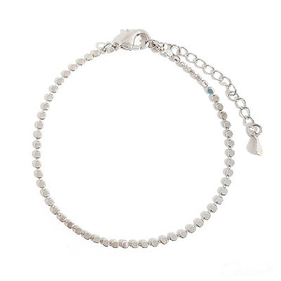 Pulseira Mini Bolinhas Achatadas Ródio