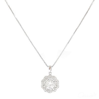 Colar Flor Fiore Ródio Zircônias