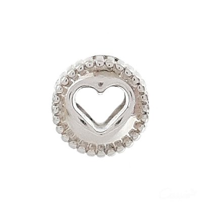 Berloque Charm Separador Coração Vazado Ródio
