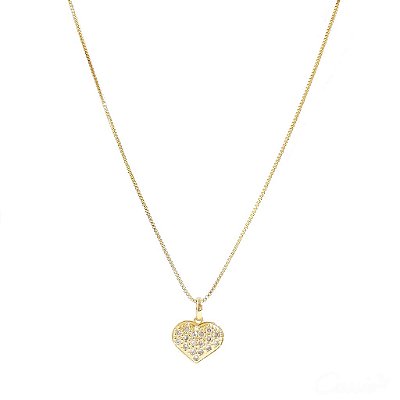 Colar Coração Pequeno Zircônias