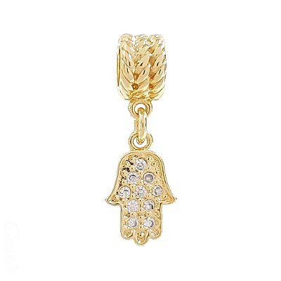 Berloque Charm Pingente Mão de Fátima Hamsá Zircônias