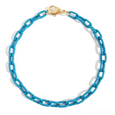 Pulseira Elos Retos Colorida Azul