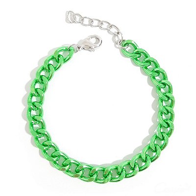 Pulseira Elos Groumett Lixada Metalizada Verde Neon
