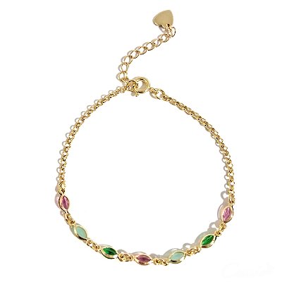Pulseira Zircônias Navetes Coloridas