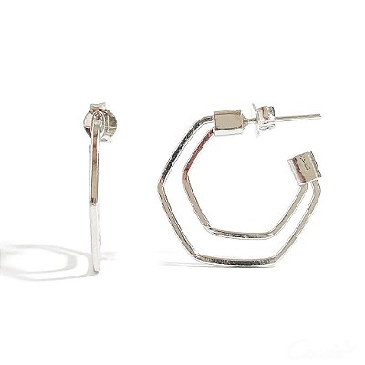 Brinco Argola Geométrica Ródio