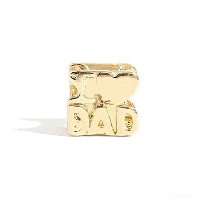 Berloque Charm I Love Dad Banhado a Ouro