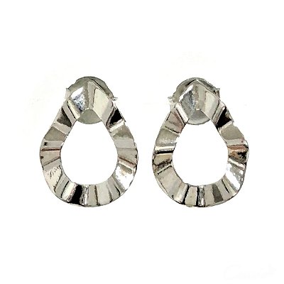 Brinco Gota Plissada Pequena Inox