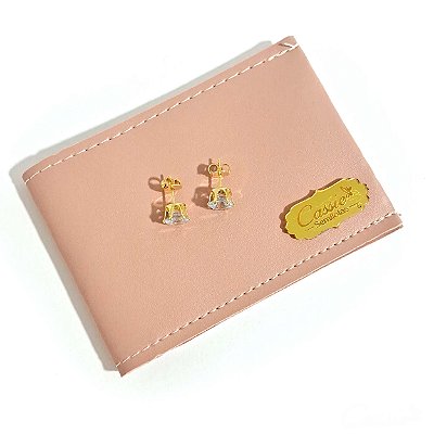 Kit Essencial - Brinco Ponto de Luz Zircônia 8mm e Porta-Cartões