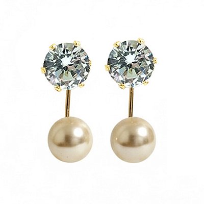 Brinco Grace Kelly Zircônia Pérola