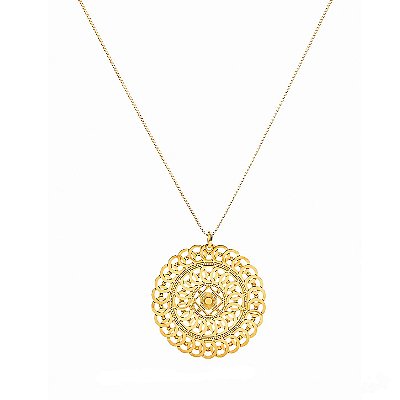 Colar Mandala Renda Elegante Banhado a Ouro 18k