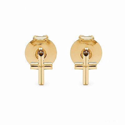 Brinco Cruz Mini Banhado a Ouro 18k