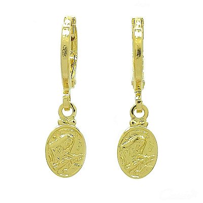 Brinco Argola Pingente Medalha Santa Rita de Cássia PP