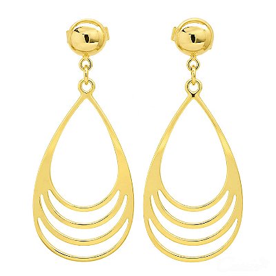 Brinco Gota Vazada Delicada Banhado a Ouro 18k