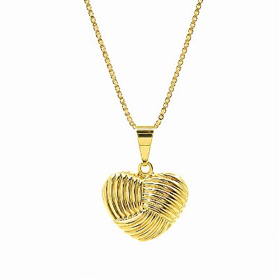 Colar Coração Ondas Banhado a Ouro 18k