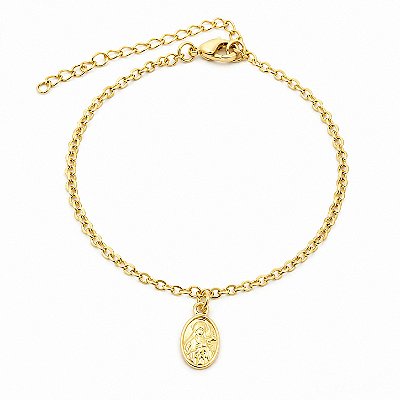 Pulseira Medalhinha Santa Teresinha do Menino Jesus Banhada a Ouro 18k