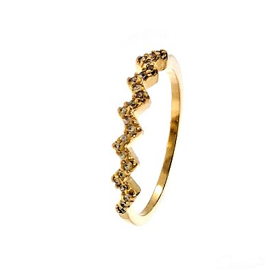 Anel Zig Zag Zircônias