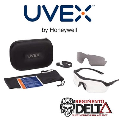 Kit Tático Militar: Óculos de proteção Uvex XMF lente incolor + cinza - Antiembaçante Uvextreme