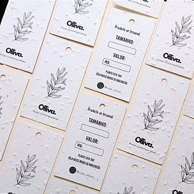 TAG para vestuário 9X5 cm Papel Semente