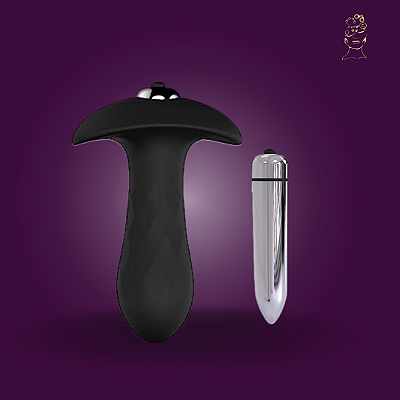 Plug anal em soft touch com vibrador única velocidade a pilha