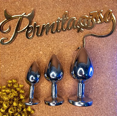 Plug anal inox tamanho "G" pedra de coração ou redonda