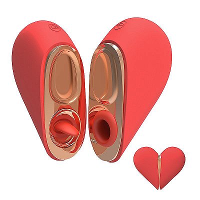 Lançamento Vibrador de clitóris com Pulsação e Estimulação com Língua - Coração - SI