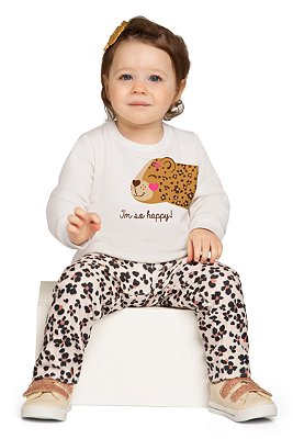 CONJUNTO BLUSÃO MOLETOM FLANELADO / LEGGING MOLECOTTON FLANELADO - ONÇA