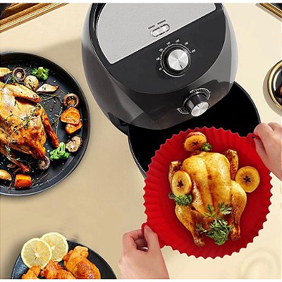 Forma Silicone Redonda Reutilizável para Air Fryer 19cm