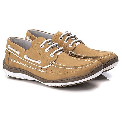 Dockside Masculino De Couro Legitimo Comfort Shoes - 7500 Areia