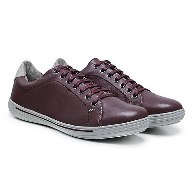 Sapatênis Masculino De Couro Legitimo Comfort Shoes - 4006 Bordo