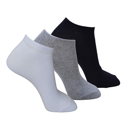 KIT 3 PARES - MEIA POLO SAPATILHA MASCULINA ELASTANO