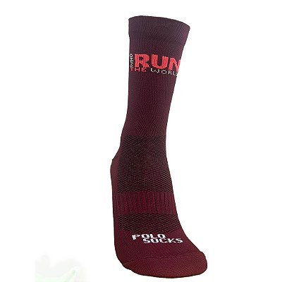 Meia Ciclismo e Corrida - Run the World Bordô