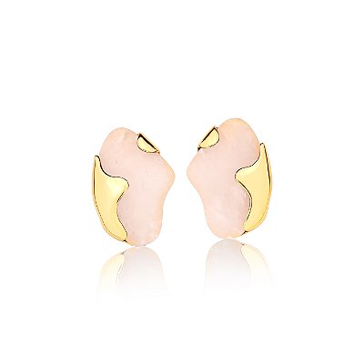 Brinco Dream Pedra Natural Quartzo Rosa