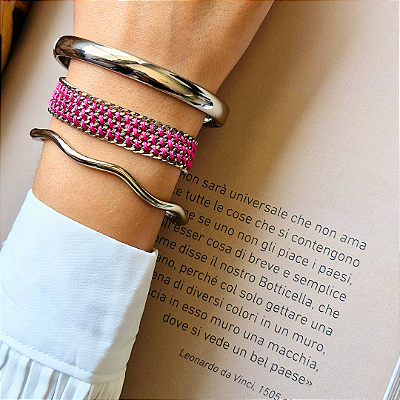 Pulseira Pink Ródio Branco