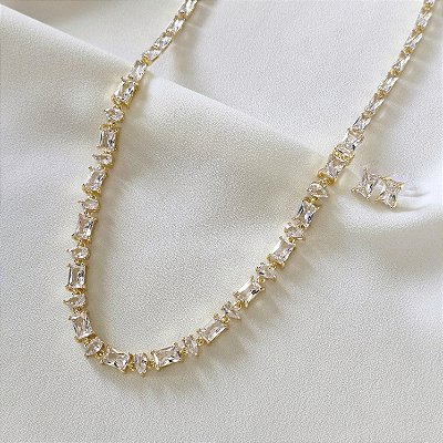 Conjunto Elegance - Choker Riviera + Brincos