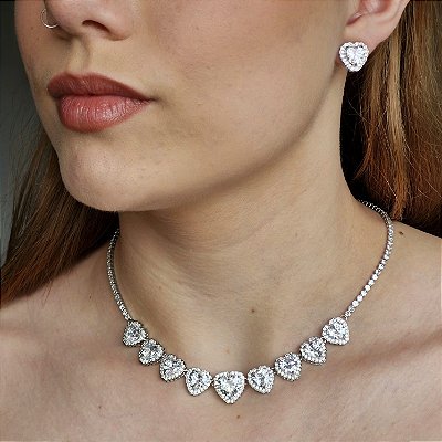 Conjunto Riviera Coração Maxi Prateado