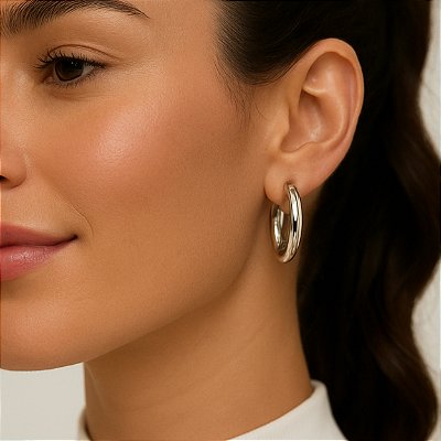 Argola Tubular Bold 2.5 Prateada