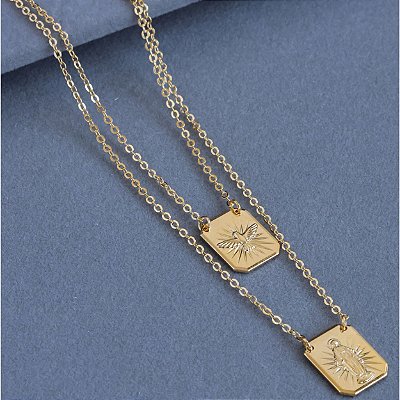 Escapulário dourado - Luz, Fé e Paz