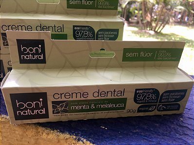 Creme dental sem flúor com Óleos de Menta e Melaleuca