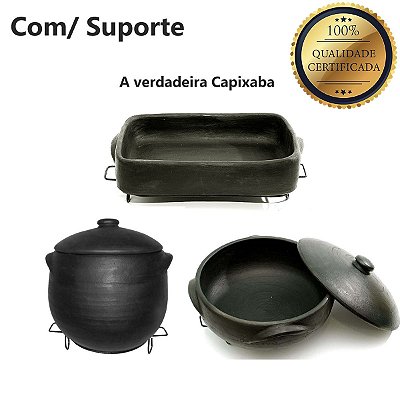 Conjunto Caldeirão Moquequeira de Barro preto Capixaba