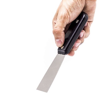 ESPÁTULA DE INOX PARA MASSA DE OBRA COM CABO PLASTICO PRETO