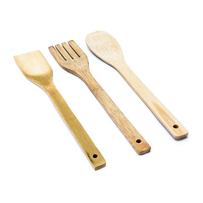 JOGO COLHERES DE BAMBU PARA COZINHA 28CM 3 UND.