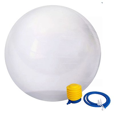 Kit Bola Fitness Para Pilates 75cm Transparente Com Bomba