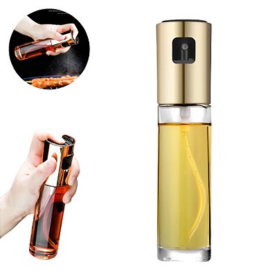 PULVERIZADOR DE AZEITE DE VIDRO PUSH-PULL 100ML DOURADO