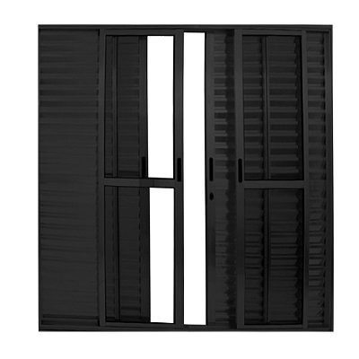 Porta De Alumínio de Correr Balcão 6 Folhas Preta Linha 25 Com Fechadura