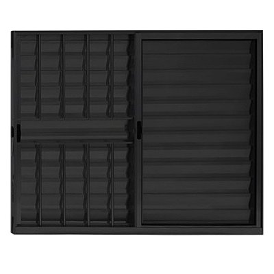 Janela Veneziana 3 Folhas Alumínio Preto Modular Com Grade